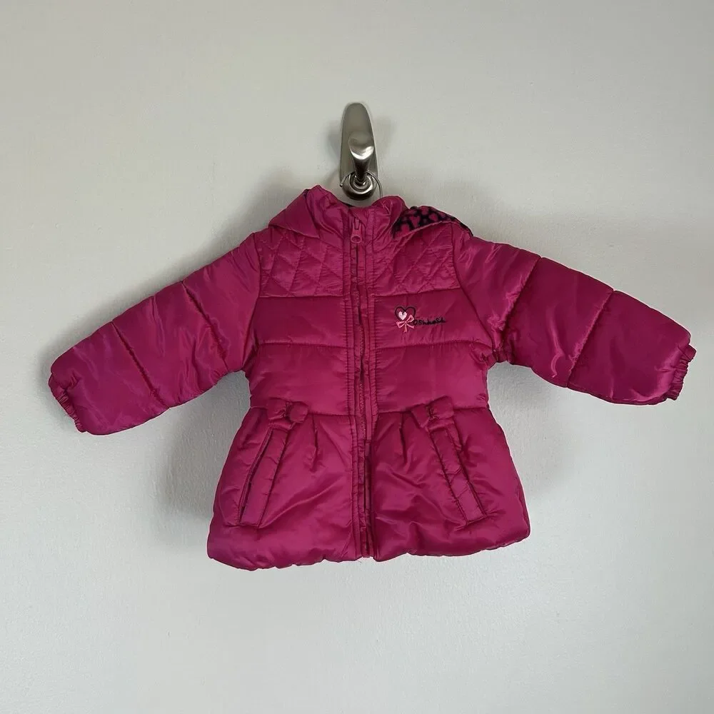OshKosh Jacket Coat Girls 12M Pink Insulation Hooded Parka Ski jacket Puffer